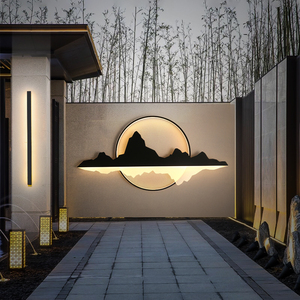 户外防水壁灯中式山水装饰灯休闲凉亭灯照壁墙庭院花园林景观灯