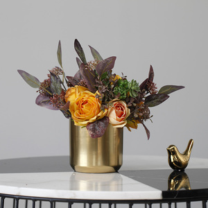 美式轻奢金色陶瓷花瓶台面样板间装饰花瓶花艺茶室茶几餐桌摆件