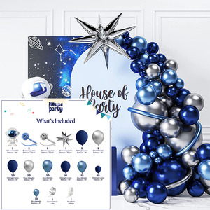 宇航员气球链套装星空蓝色汽球装饰生日布置卡通派对金属气球装扮