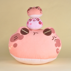 虾壳自制"馒头蛙"系列抱枕 毛绒玩具 馒头团子 奶昔,可可和布丁