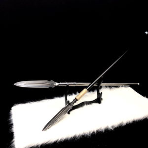 长矛霸王花纹钢锰钢户外红缨枪狩猎猪枪龙胆武术刀剑扎长枪未开刃