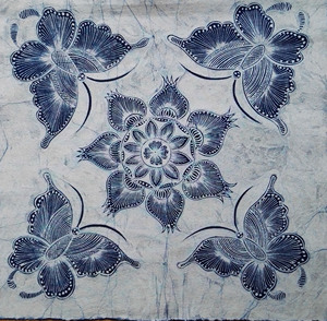 贵州蜡染抱枕面料蜡染蝴蝶反绘丹寨蜡染图案苗族蜡染典型图案