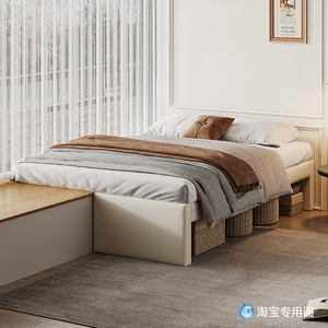 无床头床架现代简约小户型榻榻米储物床窗台拼接床飘窗衔接床定制