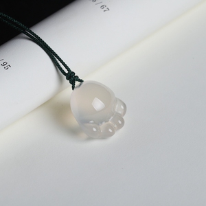 冰种玉髓猫爪子吊坠可爱萌物女生小孩子玉石锁骨链挂坠简约