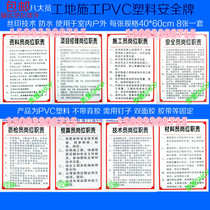 pvc标牌施工工地标牌五大员安全帽标语五牌一图警示牌户外防水