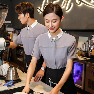 服务员工作服短袖蛋糕奶茶店西餐厅餐饮服装面包甜品火锅店夏装女