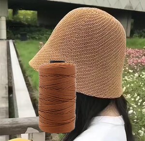 手工帽子编织轻体冰丝线钩针夏凉帽子勾包包毛线轴夏季遮阳帽手编