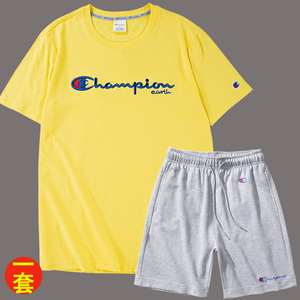 日版champion earth冠军t恤男短袖运动套装夏季潮流短裤两件套女