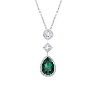 广州弘毅首饰厂施家1：1对版祖母绿宝石项链女元素绿水晶锁