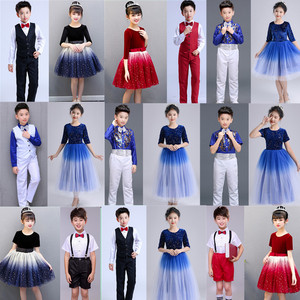儿童合唱服演出服小学生大合唱团服装男童女童礼服主持人朗诵长裙