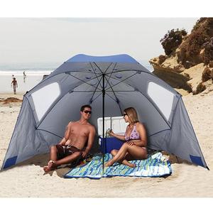 2.4米跨境热销户外露营遮阳伞带网纱窗口便携式两用沙滩帐篷伞