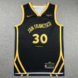 新款勇士队复古黑色篮球服11号汤普森30号库里刺绣球衣美式篮球衣