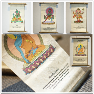 尼泊尔手绘挂画 LOKTA植物纸 画像 装饰画 古朴纸张/手工上色