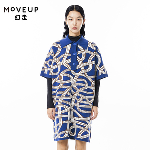 【商场同款】MOVEUP幻走2022冬季新款线条图案设计师中长款毛衣女