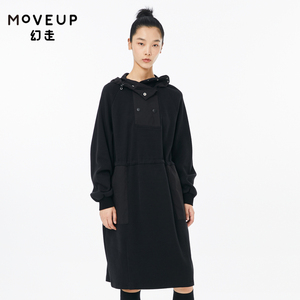 【商场同款】MOVEUP幻走2022秋季新款印花拼接设计师中长款卫衣女