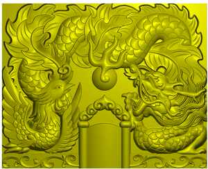 龙凤碑精雕图jdp浮雕图功德碑bmp墓碑碑头雕刻机专用精品双龙碑头