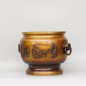 日本昭和时期铜火钵火炉老铜器古董回流老物件古玩收藏品旧藏摆件