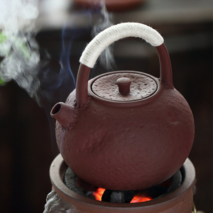 潮州陶壶烧水煮茶壶红泥明火泡茶煮水壶电陶炉养生壶陶瓷砂铫单壶