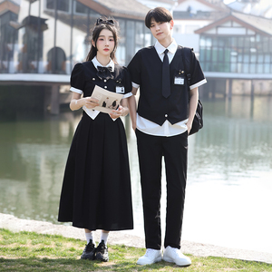 班服初中生夏季韩版英伦学院风长裙套装高中生学生毕业照服装定制