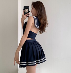 网红直播拍照表演服日系水手服女海军领露背上衣jk学生套装jk校服