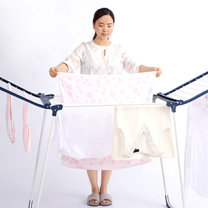 日本不锈钢室内外落地折叠晾衣架阳台移动伸缩婴儿尿布简易晒被架