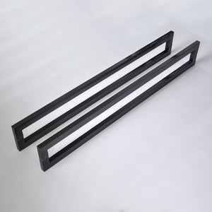 玻璃门拉手黑色拉丝不锈钢加厚方管双弯黑钛金大门木门长把手现货