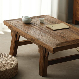 老榆木茶几日式茶桌榻榻米茶几实木飘窗桌阳台小茶桌禅意户外民宿