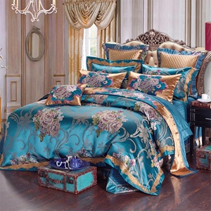 欧美式奢华全棉四件套高档别墅床上用品居家贡缎提花床盖式十件套