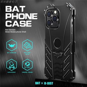 适用iPhone13Promax铝合金属三防手机壳苹果13蝙蝠侠镂空背板散热