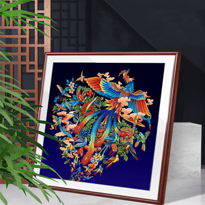 百鸟朝凤十字绣线绣客厅喜庆凤凰图送人礼物简单小件手工自己刺绣