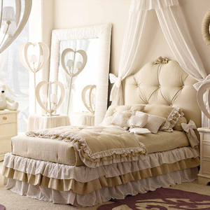 法式布艺公主床小户型单人儿童床储物床轻法复古奶油风女孩套房家