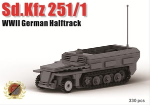 【东积院】二战德军sd.kfz251半履带车乐高式积木模型积木模型