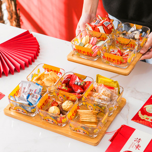 过年点心水果拼盘家用客厅创意玻璃干果盘小吃盘子糖果零食水果盘