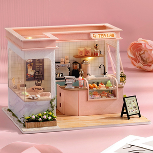 diy小屋阳光奶茶店手工制作迷你小房子模型玩具屋创意生日礼物女