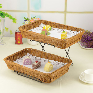 欧式双层面包篮展示盘下午茶点心盘自助餐水果盘蛋糕零食收纳托盘