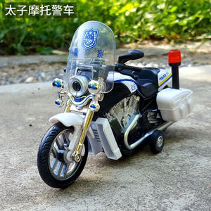 合金摩托车黑猫警长警察车太子摩托车赛车仿真儿童声光回力玩具车