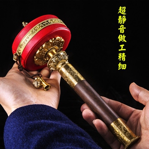 亚青寺红皮转经轮手摇转经筒大号六字真言手动转经桶西藏家用纯铜