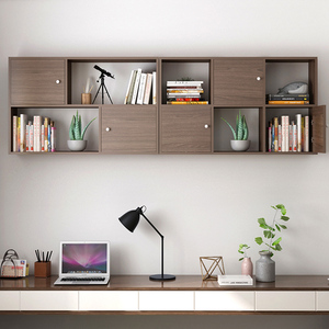 书架墙上置物架实木书柜客厅墙面收纳装饰壁柜壁挂式卧室隔板吊柜