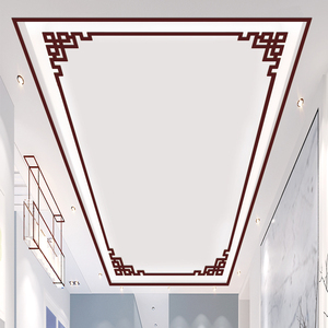 新中式吊顶角花客厅天花板装饰边框条pvc平板线L线实木线条墙角贴
