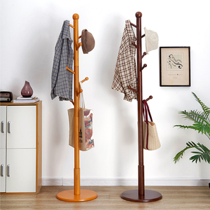 实木衣架落地卧室挂衣架简约现代挂包架家用房间放衣服架子衣帽架