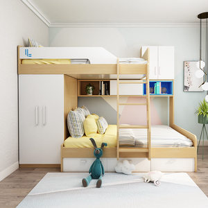 联一上下床高低床子母床儿童床双层床多功能成人衣柜组合上下铺床