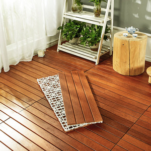 菠萝格阳台地板户外防腐木拼接实木露台地板自铺室外防滑庭院地板