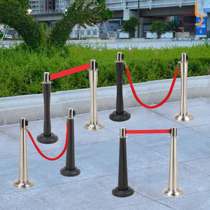 户外一米线护栏隔离带栏杆座不锈钢排队柱黑色警戒带围栏定制logo