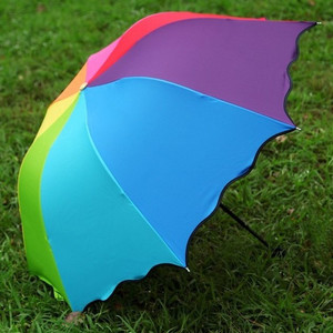 创意小清新防晒彩虹太阳伞双人折叠雨伞女防紫外线遮阳定制广告伞