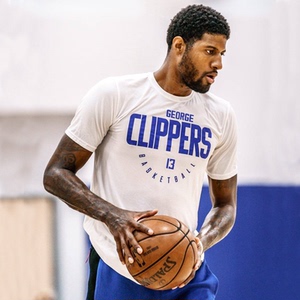 001人付款淘宝保罗乔治同款t恤男快船队篮球训练短袖衣服宽松纯棉运动