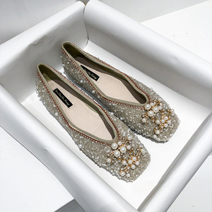 小香风瓢鞋女2022夏款平底方头一脚蹬软底女士百搭淑女浅口单鞋夏