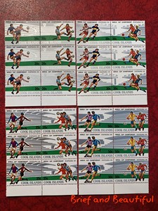 库克群岛 西班牙世界杯足球赛体育运动项目六连胶不匀1982年 邮票