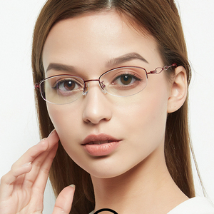 serova施洛华半框近视眼镜框女款超轻纯钛眼镜架配成品眼镜