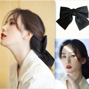 刘诗诗同款大蝴蝶结发夹顶夹发饰黑色缎面发卡头饰后脑勺气质温柔
