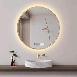 智能浴室镜带框挂墙免打孔触碰摸屏洗手间圆形led卫生间带灯发光